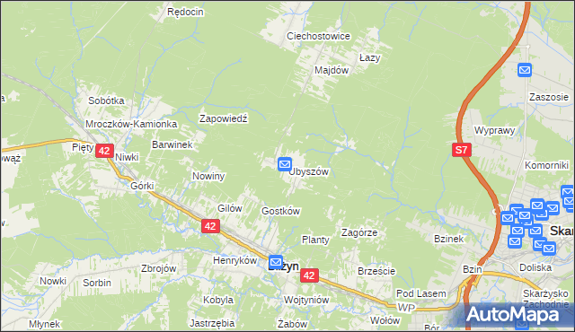 mapa Ubyszów, Ubyszów na mapie Targeo