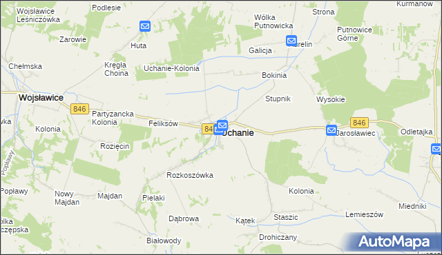 mapa Uchanie, Uchanie na mapie Targeo