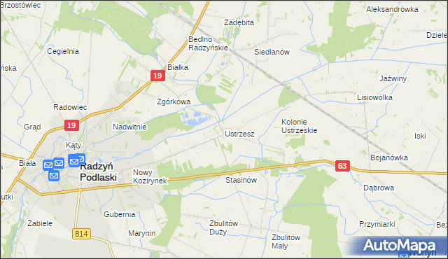 mapa Ustrzesz, Ustrzesz na mapie Targeo