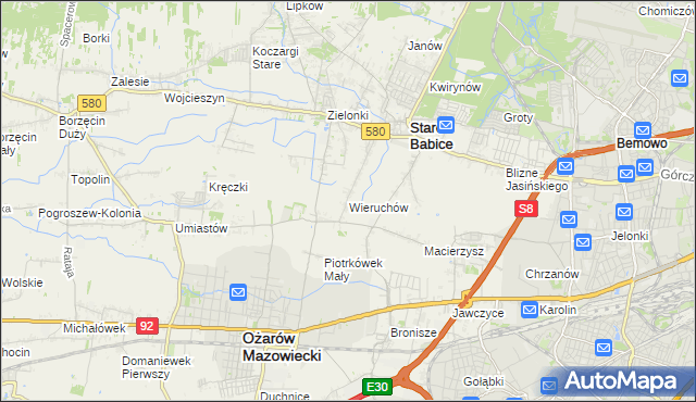 mapa Wieruchów, Wieruchów na mapie Targeo