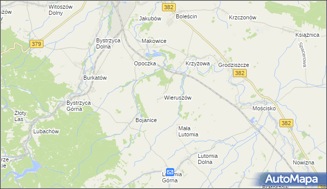 mapa Wieruszów gmina Świdnica, Wieruszów gmina Świdnica na mapie Targeo