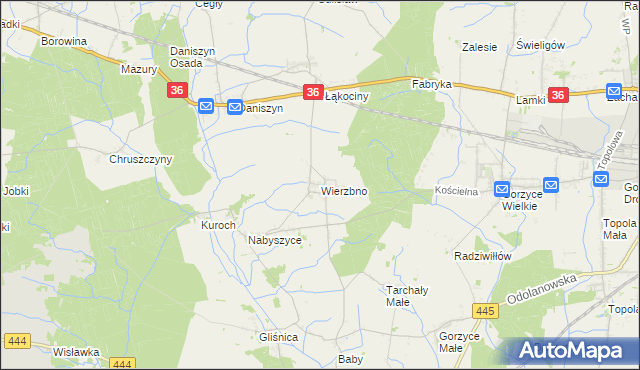 mapa Wierzbno gmina Odolanów, Wierzbno gmina Odolanów na mapie Targeo