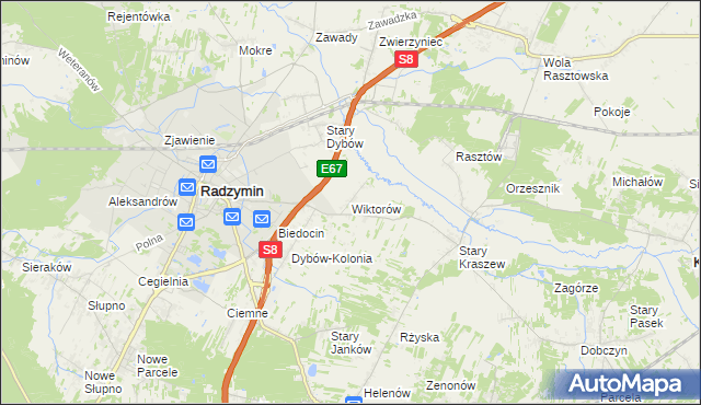 mapa Wiktorów gmina Radzymin, Wiktorów gmina Radzymin na mapie Targeo