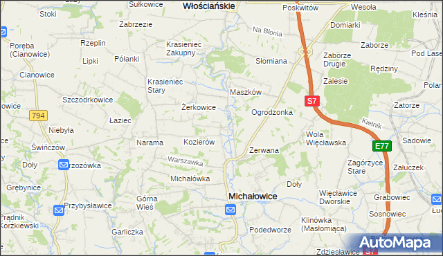 mapa Wilczkowice gmina Michałowice, Wilczkowice gmina Michałowice na mapie Targeo
