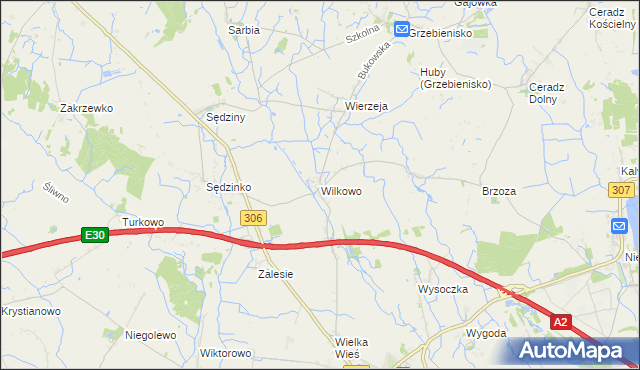 mapa Wilkowo gmina Duszniki, Wilkowo gmina Duszniki na mapie Targeo