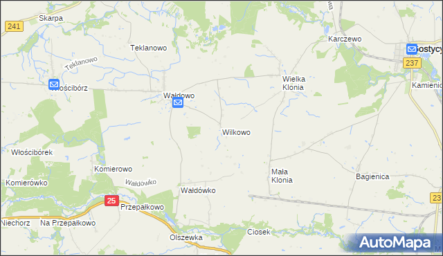 mapa Wilkowo gmina Sępólno Krajeńskie, Wilkowo gmina Sępólno Krajeńskie na mapie Targeo