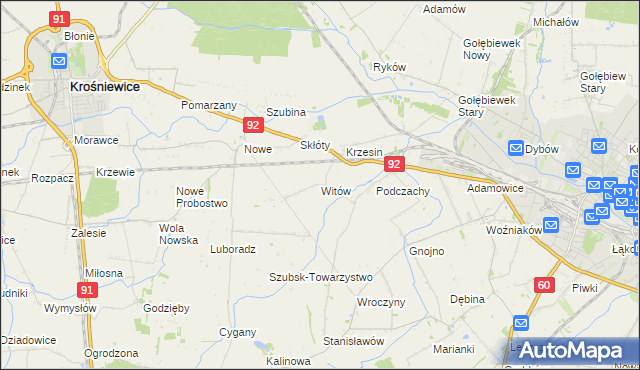 mapa Witów gmina Krośniewice, Witów gmina Krośniewice na mapie Targeo