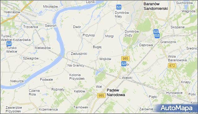mapa Wojków gmina Padew Narodowa, Wojków gmina Padew Narodowa na mapie Targeo