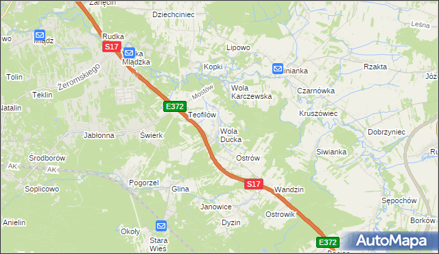 mapa Wola Ducka, Wola Ducka na mapie Targeo