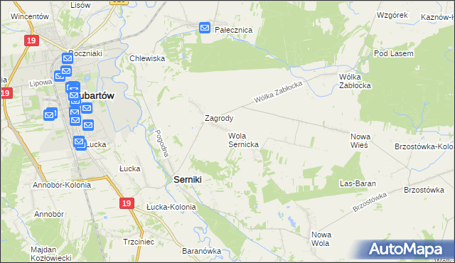 mapa Wola Sernicka, Wola Sernicka na mapie Targeo