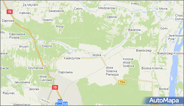 mapa Wólka gmina Lipsko, Wólka gmina Lipsko na mapie Targeo