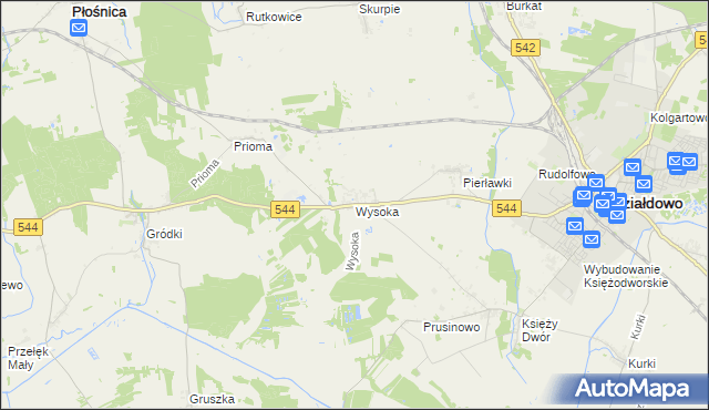 mapa Wysoka gmina Działdowo, Wysoka gmina Działdowo na mapie Targeo