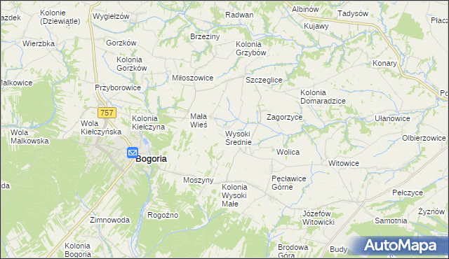 mapa Wysoki Średnie, Wysoki Średnie na mapie Targeo