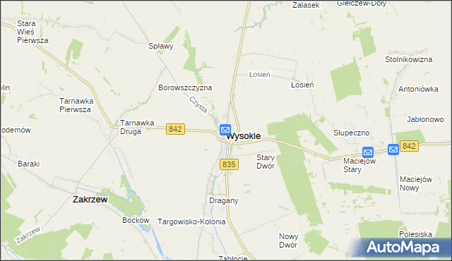 mapa Wysokie powiat lubelski, Wysokie powiat lubelski na mapie Targeo