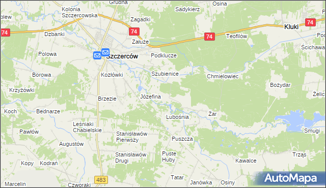 mapa Żabczanka, Żabczanka na mapie Targeo