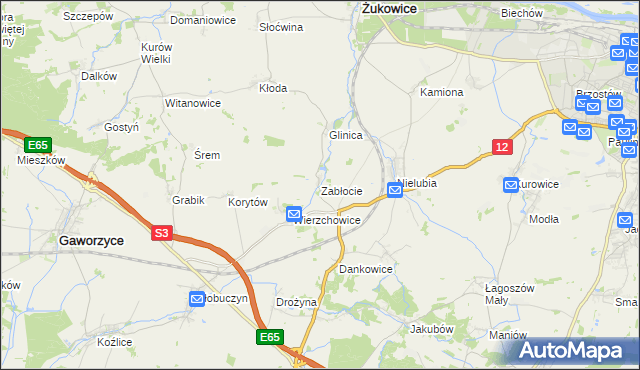 mapa Zabłocie gmina Żukowice, Zabłocie gmina Żukowice na mapie Targeo