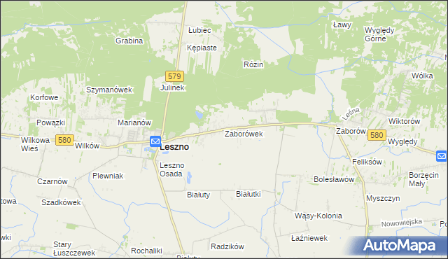 mapa Zaborówek gmina Leszno, Zaborówek gmina Leszno na mapie Targeo