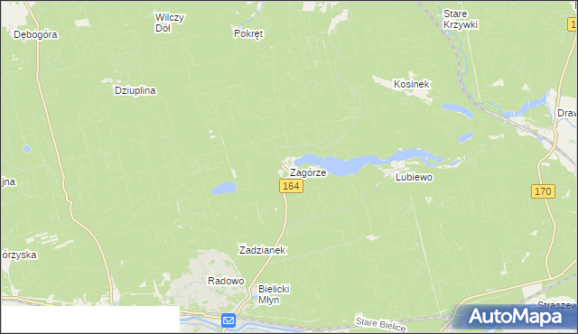 mapa Zagórze gmina Drezdenko, Zagórze gmina Drezdenko na mapie Targeo