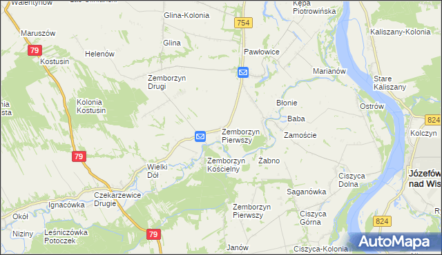 mapa Zemborzyn Pierwszy gmina Solec nad Wisłą, Zemborzyn Pierwszy gmina Solec nad Wisłą na mapie Targeo