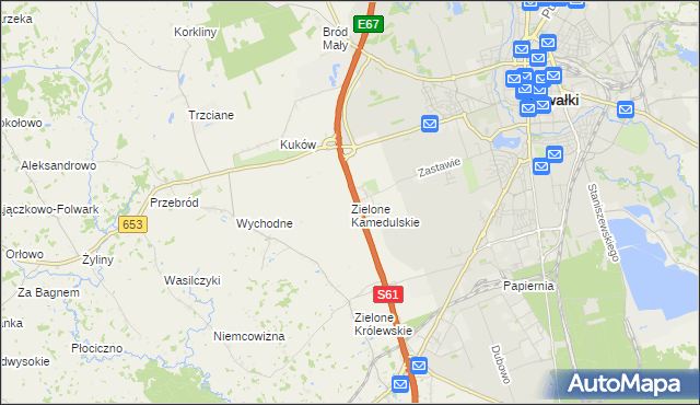 mapa Zielone Kamedulskie, Zielone Kamedulskie na mapie Targeo