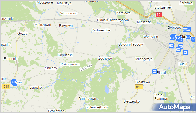 mapa Żochowo gmina Sierpc, Żochowo gmina Sierpc na mapie Targeo
