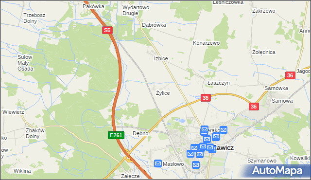 mapa Żylice gmina Rawicz, Żylice gmina Rawicz na mapie Targeo