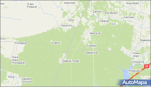 mapa Dalekie gmina Brańszczyk, Dalekie gmina Brańszczyk na mapie Targeo