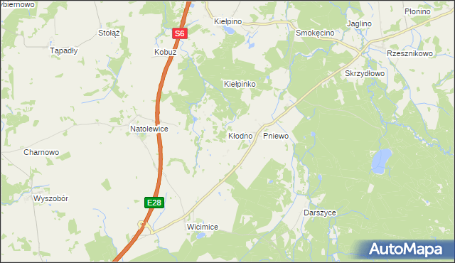 mapa Kłodno gmina Płoty, Kłodno gmina Płoty na mapie Targeo