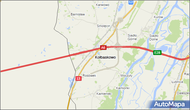 mapa Kołbaskowo, Kołbaskowo na mapie Targeo