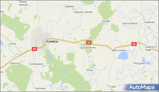 mapa Ogrodzieniec gmina Kisielice, Ogrodzieniec gmina Kisielice na mapie Targeo