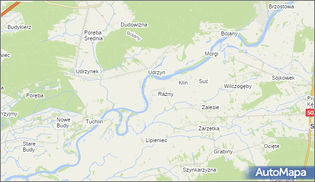 mapa Rażny, Rażny na mapie Targeo