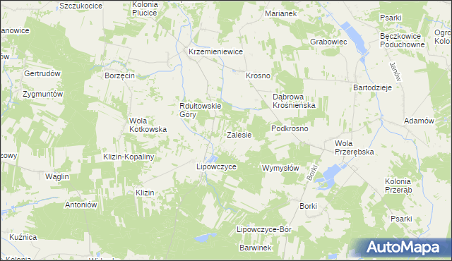mapa Zalesie gmina Kodrąb, Zalesie gmina Kodrąb na mapie Targeo