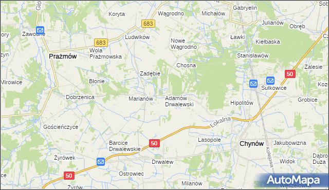 mapa Adamów Drwalewski, Adamów Drwalewski na mapie Targeo