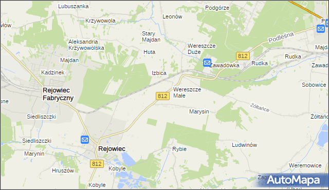 mapa Adamów gmina Rejowiec, Adamów gmina Rejowiec na mapie Targeo