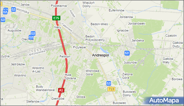 mapa Andrespol, Andrespol na mapie Targeo