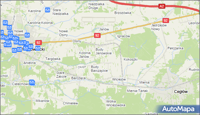 mapa Anielew gmina Mińsk Mazowiecki, Anielew gmina Mińsk Mazowiecki na mapie Targeo