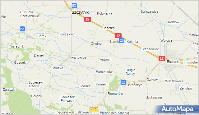 mapa Antonin gmina Szczytniki, Antonin gmina Szczytniki na mapie Targeo