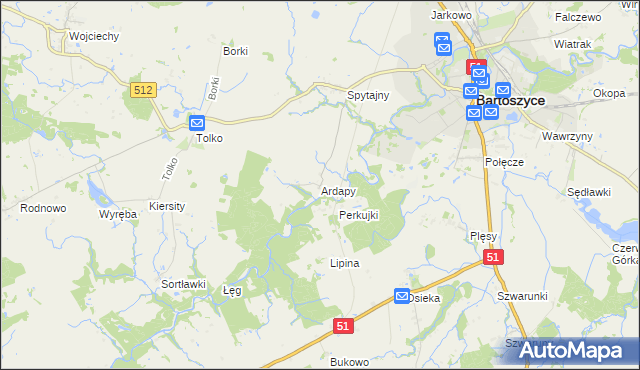 mapa Ardapy, Ardapy na mapie Targeo