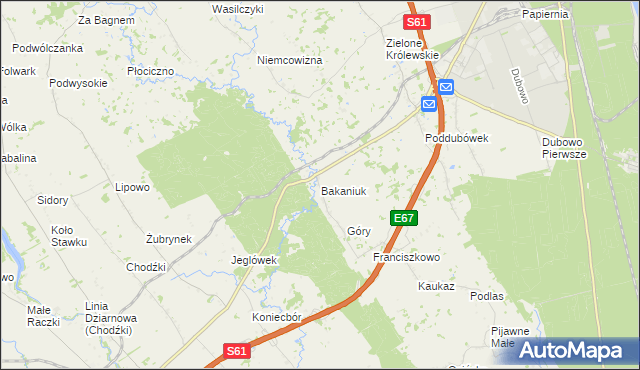 mapa Bakaniuk, Bakaniuk na mapie Targeo