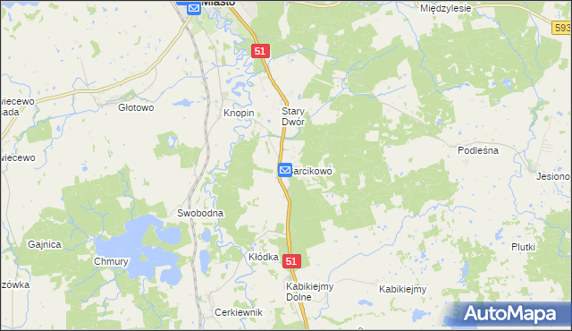 mapa Barcikowo gmina Dobre Miasto, Barcikowo gmina Dobre Miasto na mapie Targeo