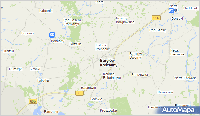 mapa Bargłów Kościelny, Bargłów Kościelny na mapie Targeo
