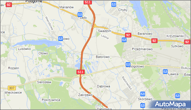 mapa Batorowo gmina Tarnowo Podgórne, Batorowo gmina Tarnowo Podgórne na mapie Targeo