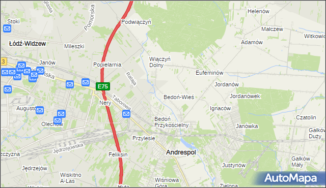 mapa Bedoń-Wieś, Bedoń-Wieś na mapie Targeo