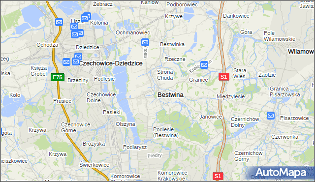 mapa Bestwina, Bestwina na mapie Targeo