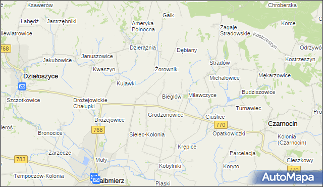 mapa Bieglów, Bieglów na mapie Targeo
