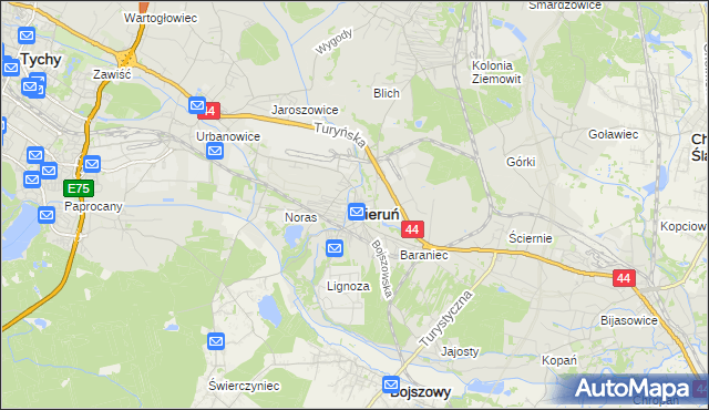 mapa Bieruń, Bieruń na mapie Targeo