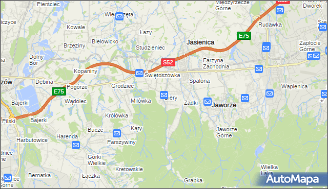 mapa Biery, Biery na mapie Targeo
