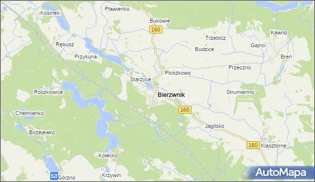 mapa Bierzwnik, Bierzwnik na mapie Targeo