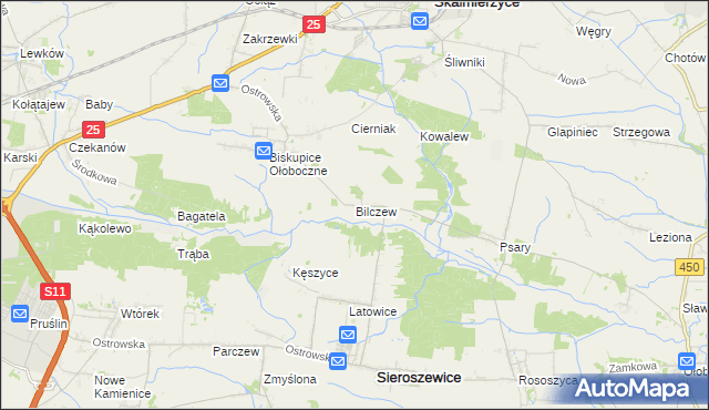mapa Bilczew gmina Sieroszewice, Bilczew gmina Sieroszewice na mapie Targeo