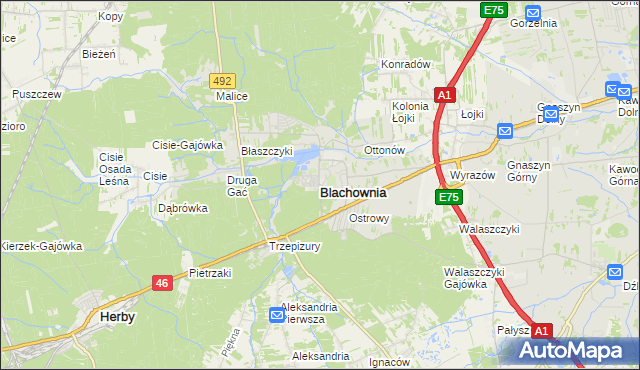 mapa Blachownia, Blachownia na mapie Targeo